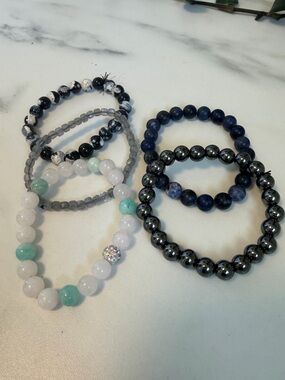 Crystal Gem Beaded Stretch Bracelets